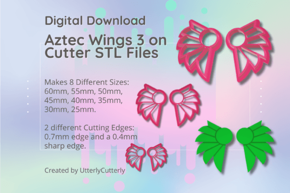 Aztec Wings 3 Cutter STL: Digital Clay & Cookie Files