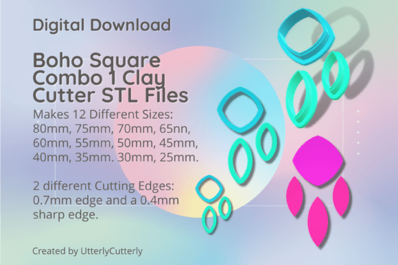 Boho Square Combo 1 Clay Cutter - STL Digital Download Guide