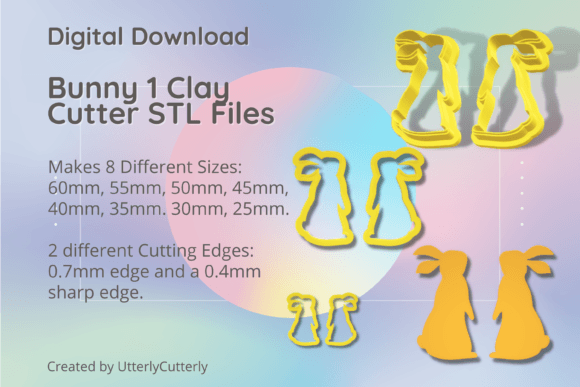 Bunny Rabbit 1 Clay Cutter STL: Digital Animal Designs