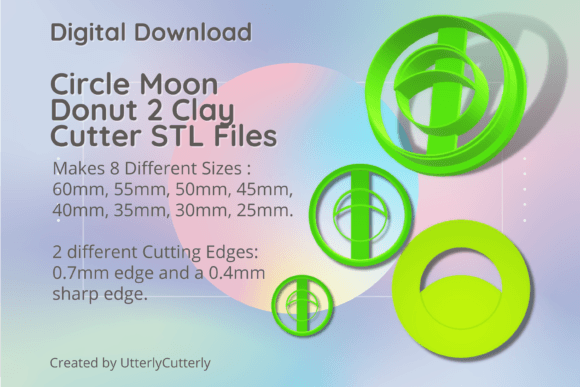 Circle Moon Donut 2 Clay Cutter - STL Di