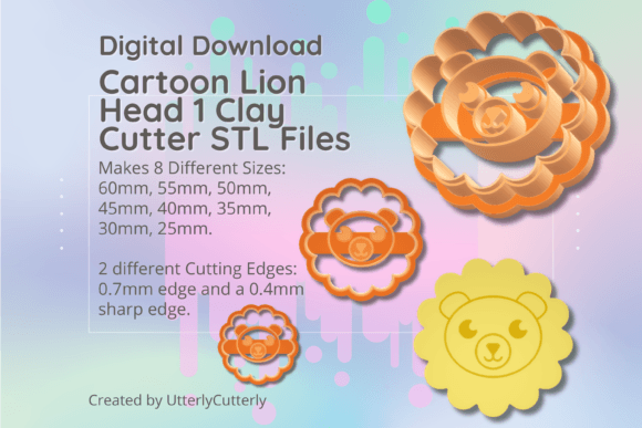 Clay Cutter STL File: Cartoon Lion Head Design