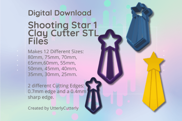 Clay Cutter STL File Shooting Star 1- Ea: Digital Designs for Jewelry, Baking, and Crafts
