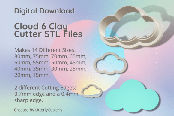 Cloud 6 Rain Clay Cutter STL: Digital File Bundle