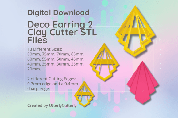 Deco Earring 2 Fan STL: Art Deco Design Assets