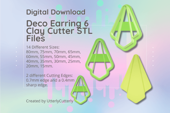 Deco Earring 6 Clay Cutter - Fan STL Dig: Crafting 1920s Style Jewelry and Decor
