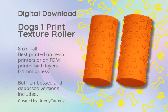 Dog 1 Texture Roller, Animal Paw Print D: Versatile Embossing for Clay and Baking