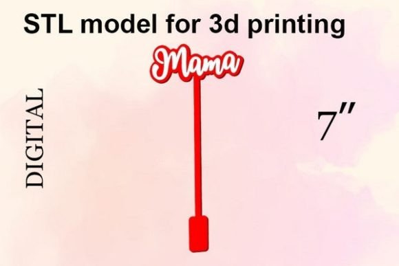 Drink Stirrer Mama STL File: 3D Printed Party Decor