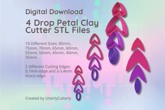 Explore Versatile Design with 4 Cutter Petal Drop Cutter - Flower STL
