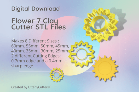 Flower 7 Clay Cutter: Sunflower Floral STL Bundle for Polymer Clay and Baking
