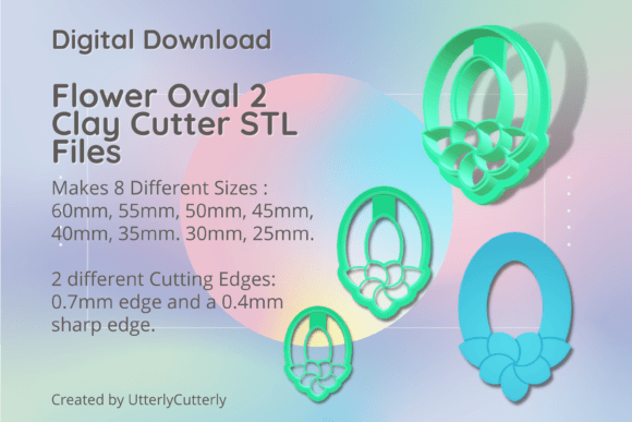 Flower Oval 2 Clay Cutter STL Digital Download