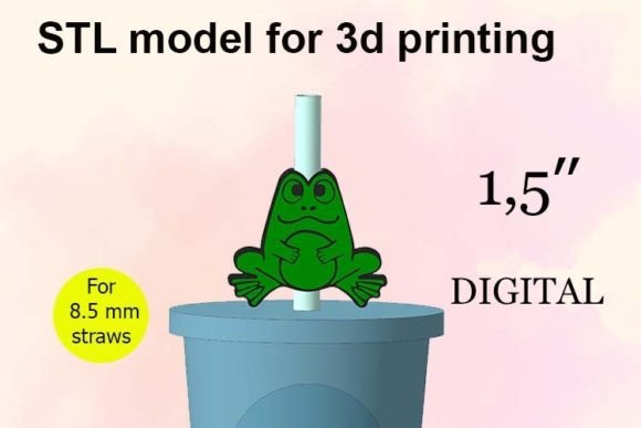 Frog Straw Topper STL File for 3D Print