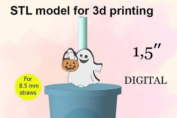 Ghost Halloween Straw Topper STL File Guide