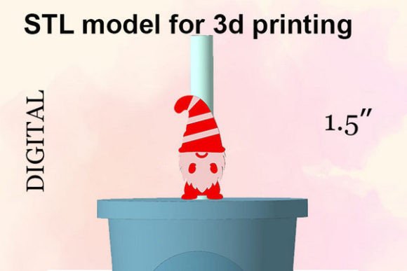 Gnome Straw Topper STL File: Whimsical 3D Print Design