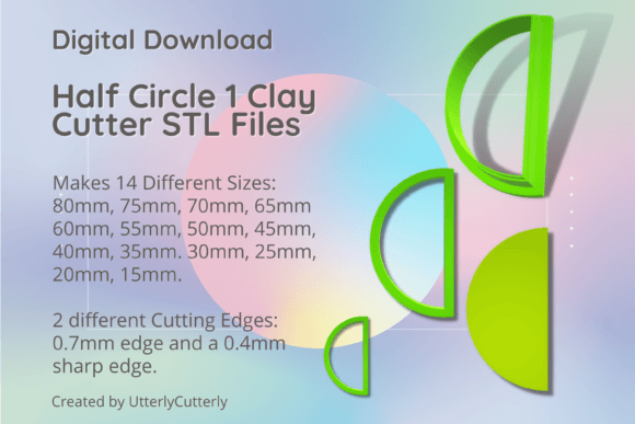 Half Circle 1 Clay Cutter - Basic STL Digital File for Precision Crafting