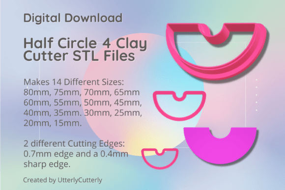 Half Circle 4 Clay Cutter Arc STL Digital Download