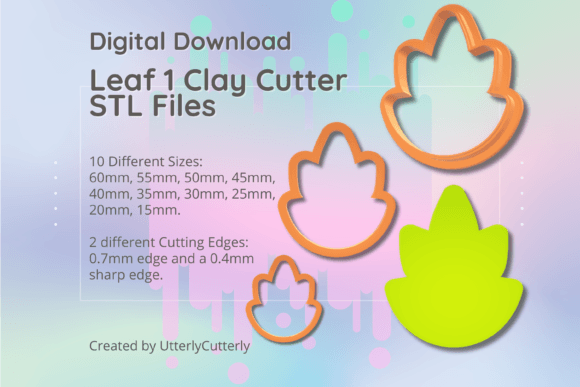 Leaf 1 Clay Cutter - Autumn Fall STL Digital File Evaluation