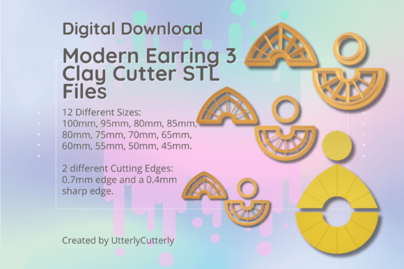 Modern Earring 3 Combo Clay Cutter STL