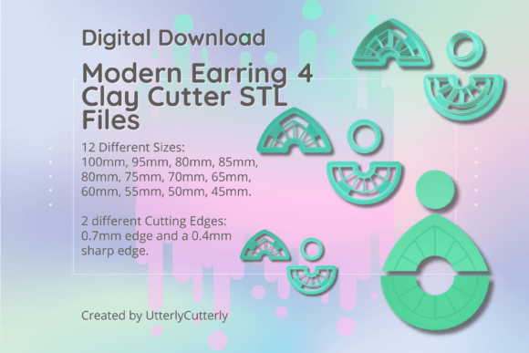 Modern Earring 4 Combo Clay Cutter STL