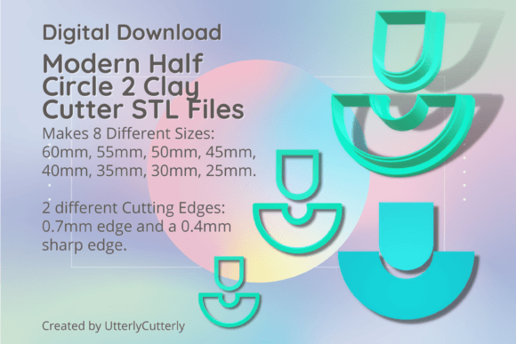 Modern Half Circle 2 Combo Clay Cutter: Digital STL Files for Precision Crafting