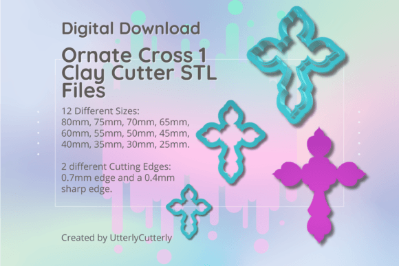 Ornate Cross 1 Clay Cutter - Crucifix STL