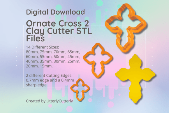 Ornate Cross 2 Clay Cutter STL Files