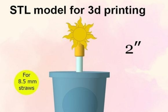 Sun Straw Topper STL File: 3D Print Party Decor