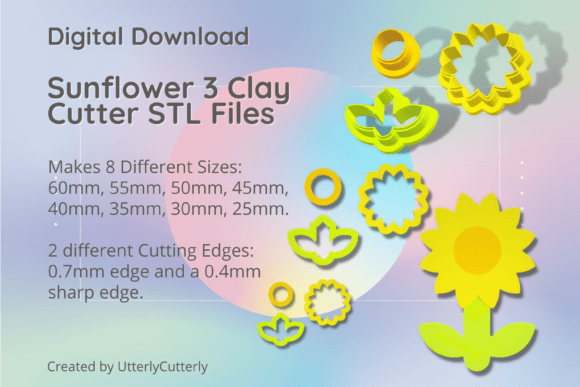 Sunflower 3 Clay Cutter: Summer STL Digital Download