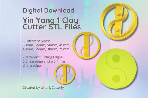 Yin Yang 1 Clay Cutter STL Digital File