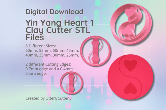 Yin Yang Heart 1 Clay Cutter STL Files